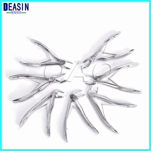 7pcs Stainless Steel Dental Forceps Childrens Tooth Extraction Forcep Pliers Kit Orthodontic Instruments Tools