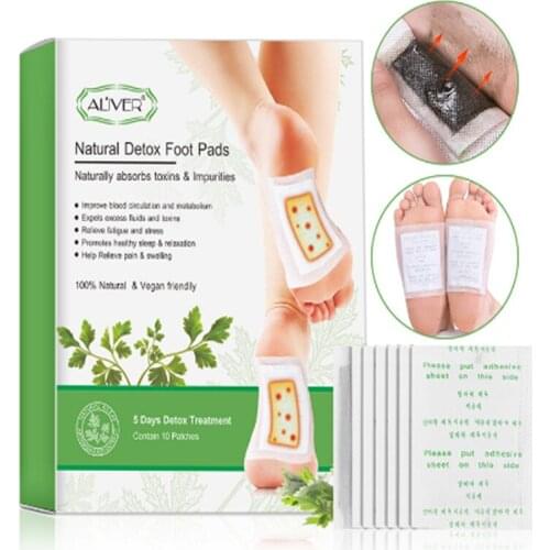 ALIVER 20pcs for 5 Days Detox Foot Patches Pads Body Toxins Feet Slimming Cleansing Herbal Adhesive