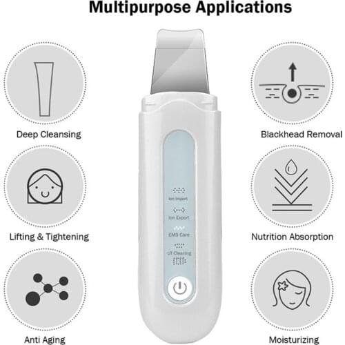 EMS Care Ultrasonic Skin Scrubber Facial Peeling Cleanser Deep Face Cleansing Ion Import Export Blackhead Remover Machine