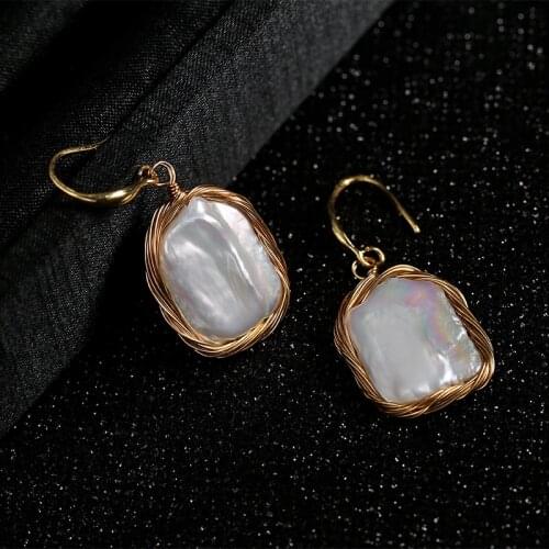 Best seller female 2021 cultured baroque shape real pearl jewelry 14k real gold plating fashion earring wedding gift