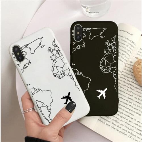 Luxury Popular Planes Map Designs Phone Case for IPhone 11 Pro XR X Xs Max 8 7 6s Plus 12 mini Soft Silicone Cases Black Cover