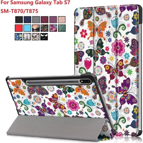 PU Leather tablet case with pencil holder for Samsung Galaxy Tab S7 11'' Tablet Funda Stand Flip Cover for SM-870 SM-T875