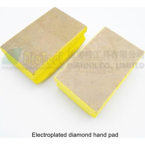 DIATOOL 2pcs Dotted Electroplated Diamond Hand Polishing Pad 90X55MM #400 Hard Foam-backed Hand Pad