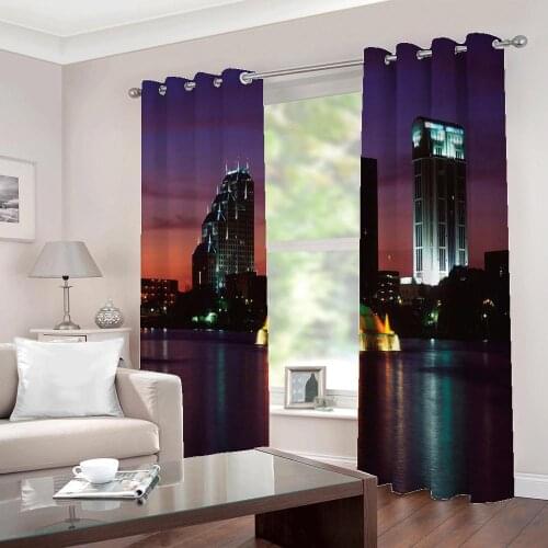 Photo Custom 3D city night view classic Times Square street night window Curtains For Living room Bedroom Blackout Drapes