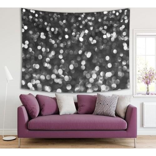 Tapestry the Defocused Lights Festive Atmosphere Glitter Bubbles Abstract Bokeh Artwork Printed Gray White