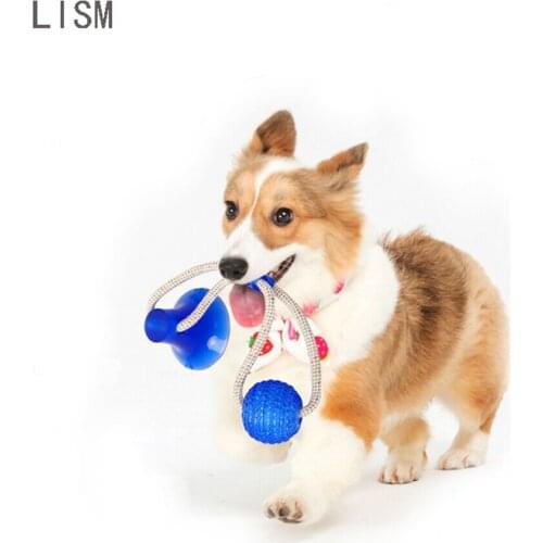 Pet Dog Tug Toys Funny Pet Interactive Suction Cup Toy Dogs TPR Ball Elastic Ropes For Small Medium Puppy Tooth Chewing Supplies