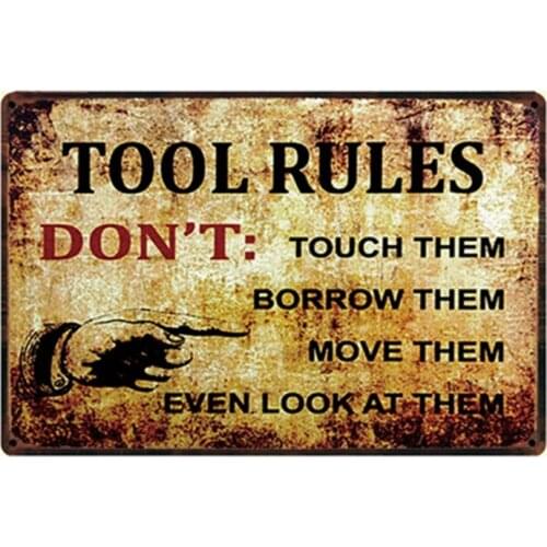 [ Kelly66 ] Tool Rules Metal Sign Tin Poster Home Decor Bar Wall Art Painting 20*30 CM Size y-2276