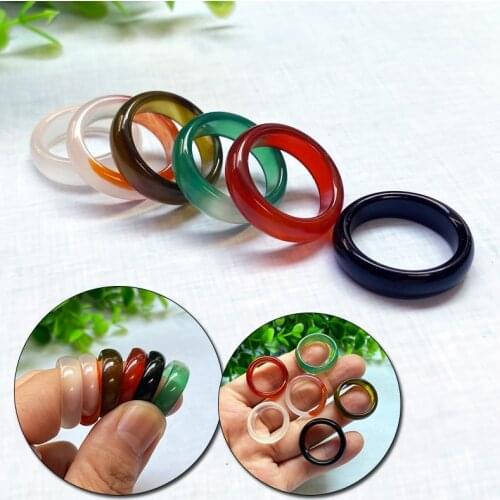 Unisex Natural Ring Multicolor Black Green Red Agates Created Circle Natural Stone Finger Rings Charms Christmas Gifts Wholesale