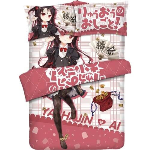 Anime Yashajin Ai Quilt Cover Printed Bedding Set With Pillow Cases Bed Sheet Duvet Cover Set 4pc