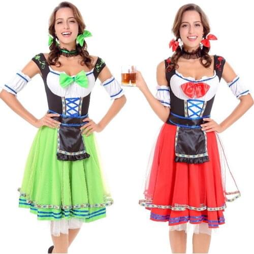 Beer Girl Maid Cosplay Halloween Dirndl Fancy Dress Costume Restaurant Waiter Clothing