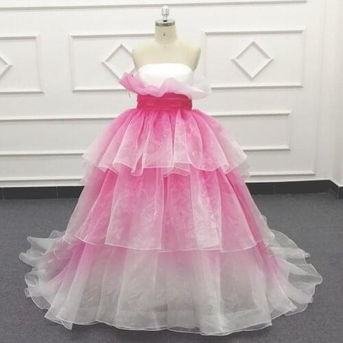 Molanda Hung Evening Gown Gradient Color Organza Many Layers Zipper SJ820