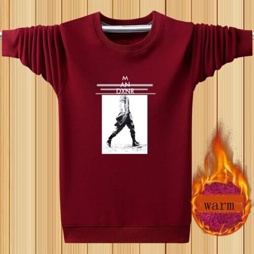 Men Sweatshirts Plus Velvet To Keep Warm 2021 New Winter Cotton Male Pullover Character Image Korean Style Plus Size 4XL 5XL H22