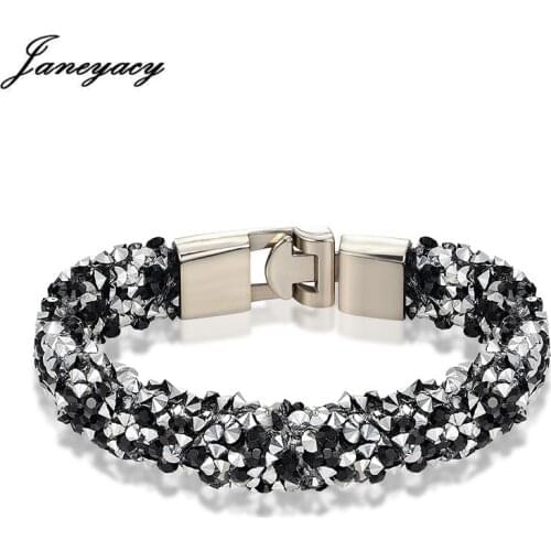 Janeyacy Brand 2018 New 10 Color Bracelet & Ladies Bracelet Fashion Rhinestones Bracelet Lady Charm Personality Pulsera mujer