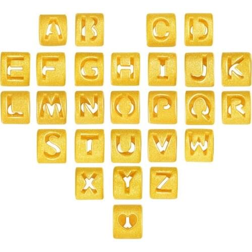 New Pure 24K 3D Yellow Gold Bead 6.8x5.6mm Beatuiful Letter Heart DIY Bead Customizable Presented Free Combination Bracelet