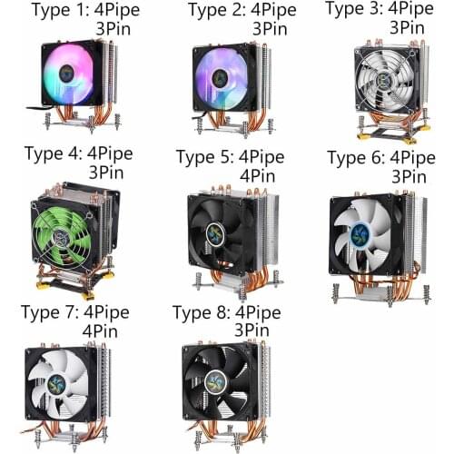 9cm CPU Cooler Fan 3Pin/4pin Heatpipes Cooling Cooler Heatsink Fan for LGA 1150/1151/1155/1156/1366/2011 X79 X99 for AMD AMD3/4