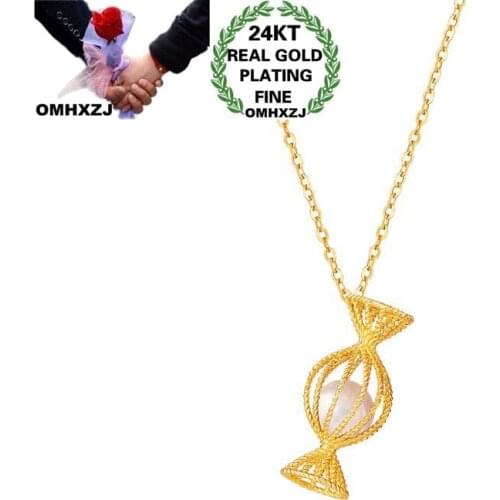 OMHXZJ Jewelry Wholesale CA522 European Fashion Fine Woman Girl Party Birthday Wedding Gift Sweet Candy 24KT Gold Pendant Charm