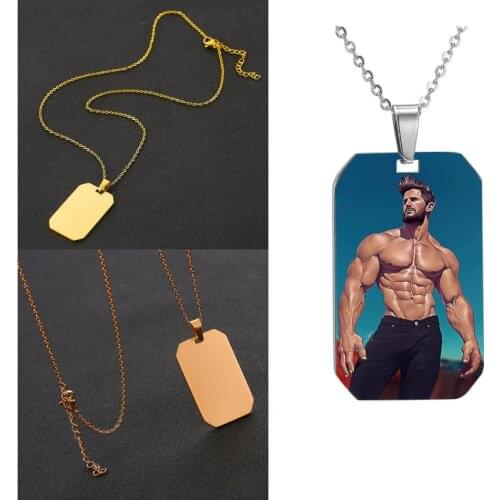 Personalized custom photo text octagonal brand necklace for women men nameplate military brand Stainless steel jewelry choker