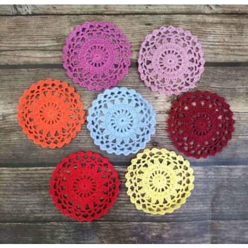 Placemats Modern 10cm Round Placemat Doily Mat Cup Pad Drink Coasters Table Mats Latest Lace Coaster Crochet Place Christmas