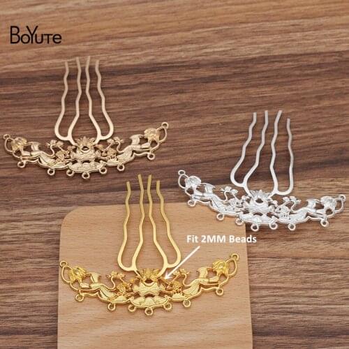 BoYuTe (5 Pieces/Lot) 94*26.5MM Alloy Flower Welding 65*35MM Hair Comb Materials Diy Handmade Jewelry Accessories