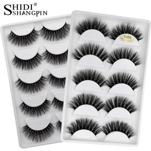 SHIDISHANGPIN False Eyelashes 5 Pairs Mink Eyelashes Thick Mink Lashes Natrual Fake Eyelashes faux cils maquillage
