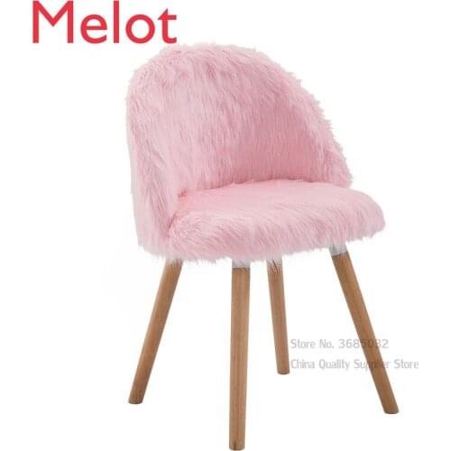Nordic Pink Makeup Chair Girl Long hair Desk stool Bedroom Princess Pink Cute Stool Beauty Toilet fabric leisure chair