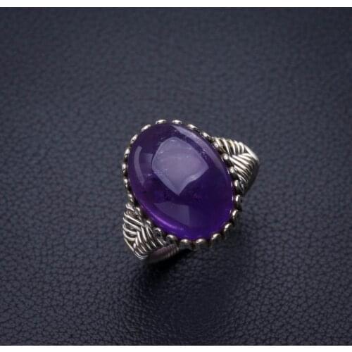 StarGems Natural Amethyst Handmade 925 Sterling Silver Ring 6.5 E2470