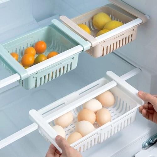 Refrigerator storage rack, retractable refrigerator basket drawer kitchen organizer and storage rack and refrigerator crisper
