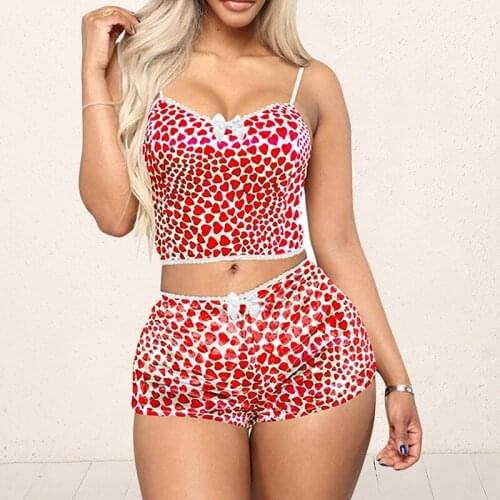 Women 2 Piece Set Sexy Velvet Spaghetti Straps Sleepwear Short Pajama Suit Women Casual Pajama Party Set 2021
