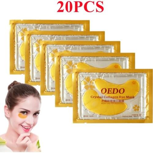 OEDO 20PCS Gold Collagen Eyes Mask Eye Patches For The Eye Anti-Wrinkle Age Remove Dark Circles Skin Care Gel Korean Cosmetics