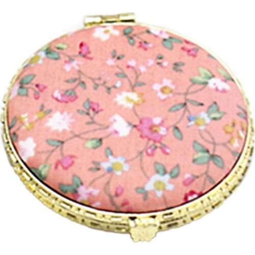 1Pc Mini Round Pocket Folding Makeup Mirror Vintage Double Sides Floral Printed Chinese Style Compact Cosmetic Tool Portable