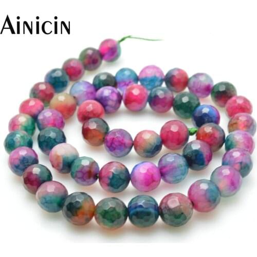 10 Strands Fashion Jewelry Making Beads 16 Inches Dyed Pink Green Color Faceted Round Shape Beads