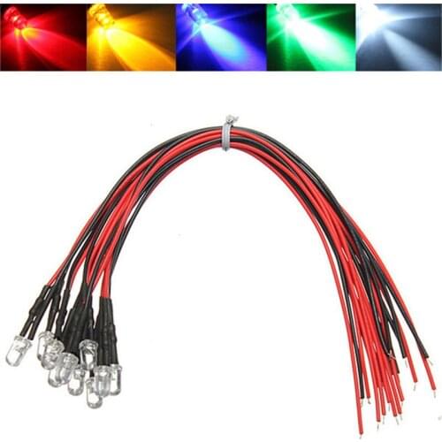 100pcs 5V/12V/24V Red/Green/Blue/White/Warm/Orange/RGB Color Optional with Resistance and 20cm Cable Pre-Wired Led
