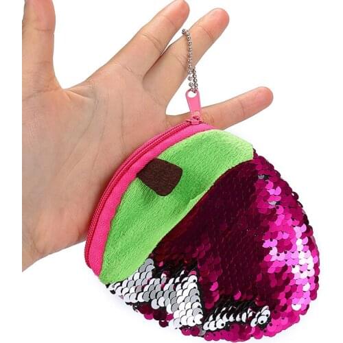 120PCS / LOT Creative Sequin Fruit Zero Wallet Strawberry Coin Purse Card Bag Key Pocket Women Mini Storage Bag