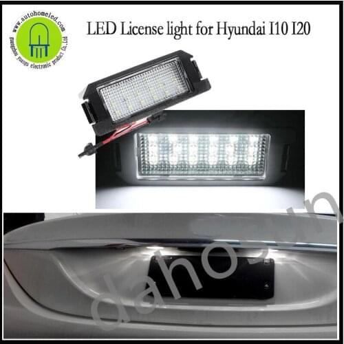 2Pcs LED License Plate Lamp Bright White Tail Tag Lights Assembly for Hyundai I20 Veloster Terracan Coupe GK/Kia Soul Picanto
