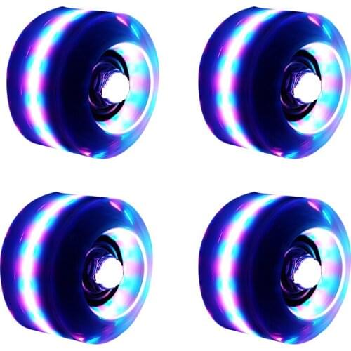2021 4pcs Glowing Roller Skate Wheel Glow Quad Roller Bearings Wheels High Rebound Wear Resistant PU Skating Shoes Bearings