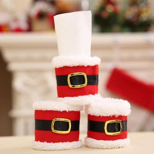 2021 Noel Santa Napkin Ring Towel Holder Dinner Party Wine Table Ornaments Navidad Natal Christmas Decor for Home New Year 2020