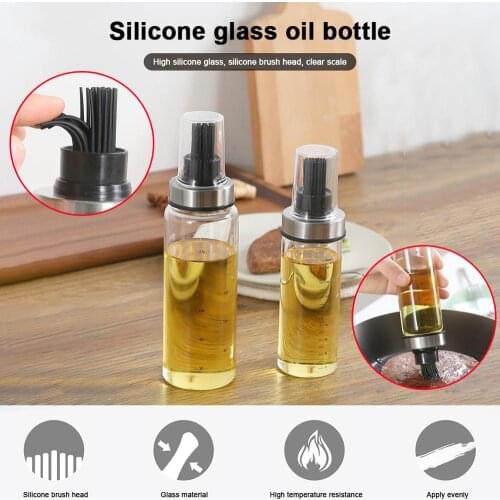 BBQ Oil Bottle Brush Heat Resistant Borosilicate Sauce Bottle with Silicone Blaster for Barbecue Baking
