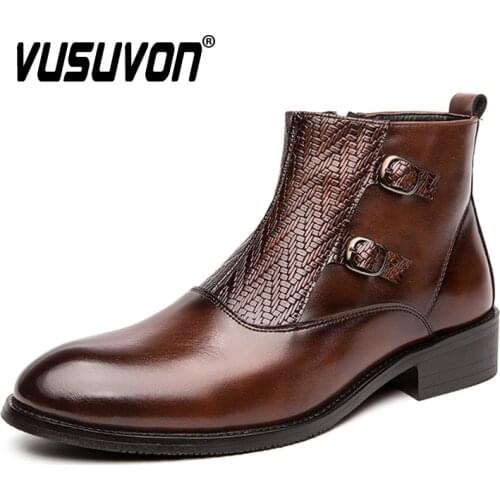 38-44 Retro Men Boots Handsome Comfortable Leather Martin Boots Fashion Autumn Shoes Buckle Casual Boots for Man
