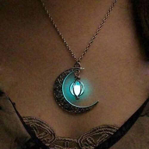 Caxybb Brand Fashion Womens Shine Moonstone Charm Shining Stone Necklaces Fashion Jewelry Pendants Statement Necklace