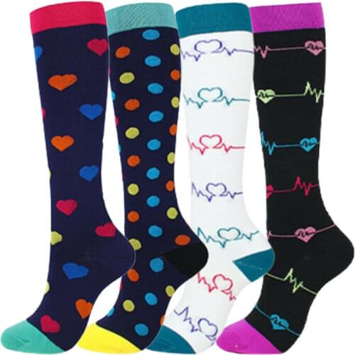 1Pair Stocking Women Men Electrocardiogram Printed Sports Compression Stockings Running Ankle Protection Calf Stockings