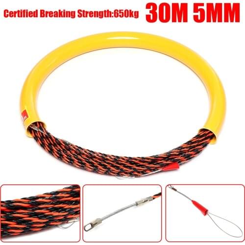 Electrician Threading Device 5mm Cable Wire Puller Rodder Conduit Snake Cable Install Tool Fish Tape 30M Long 650kg Strength