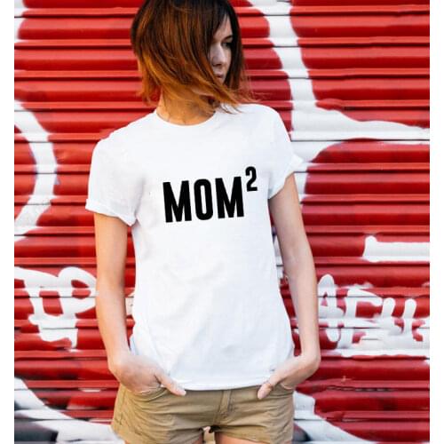 Mom Of 2 Cotton T-shirt Funny Mothers Day Gift Tshirt Outfits Cute Women Graphic Baby Shower Tee Shirt Top Femme Dropshipping