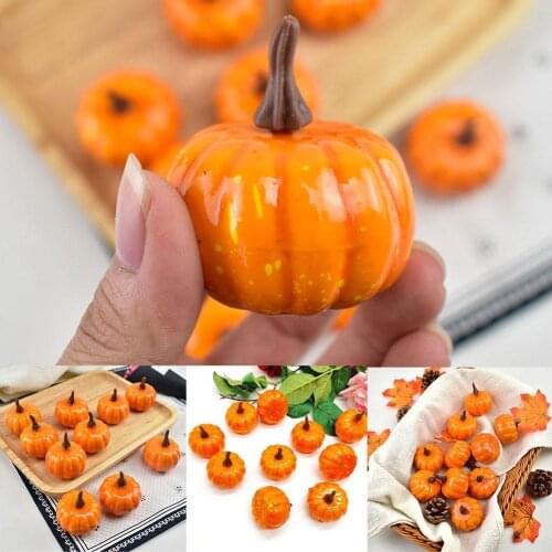 12Pcs New Mini Artificial Pumpkin Happy Halloween DIY Crafts Fake Simulation Vegetabl Halloween Pumpkin Props Decoration Home
