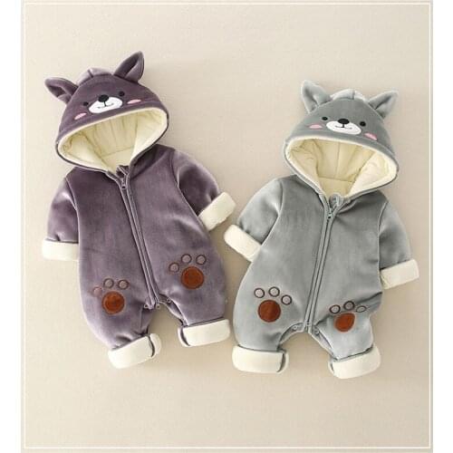 Newborn babys Jumpsuit male and female babys cotton padded coat is thick
