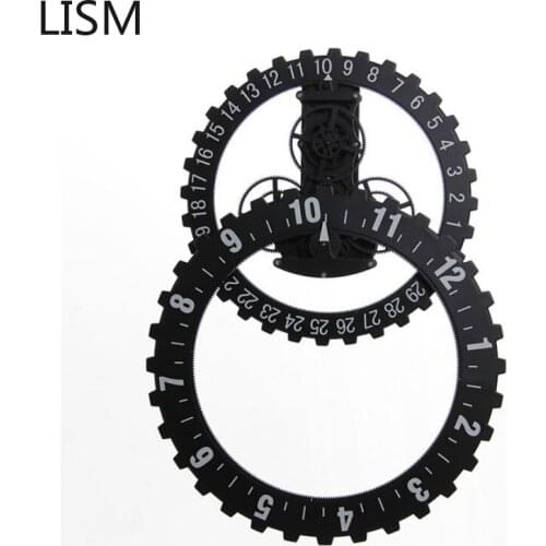 Creative Black Calendar Wall Clcok Gear Metal Silent 3d Clocks Wall Home Decor Wall Clock for Kids Rooms Reloj De Pared Office