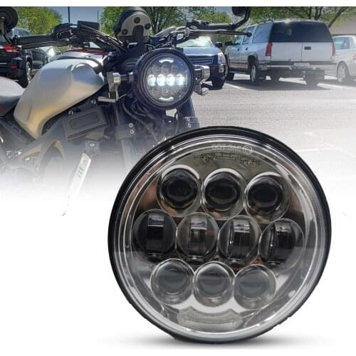 5.75" 5 3/4 inch Round LED Headlight for Dyna Sportster Iron 883 Street Rod Softail DOT Approved Black for Honda Kawasaki Vulcan