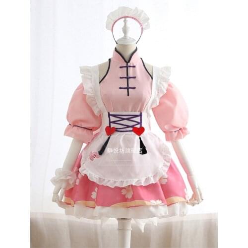 Hot Game Arena Of Valor Xiaoqiao Japanese Cherry Blossom Kimono Cosplay Maid Outfit Cos Lolita Dress X