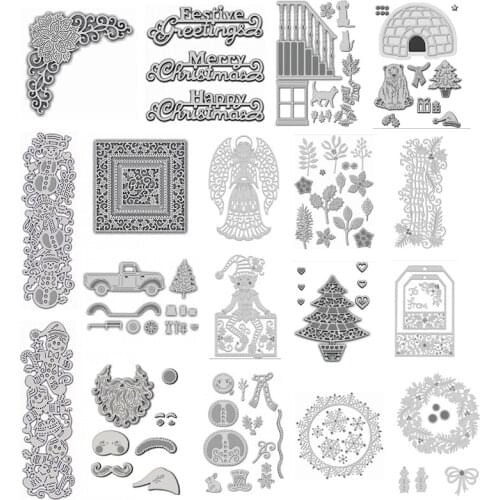 Christmas Border Greetings Plant Snowman Santa Claus Metal Cutting Dies for New Diy Scrapbooking Album New Craft Embossing Card