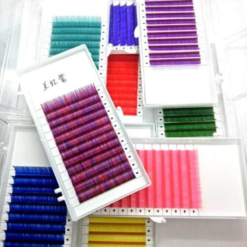 Fashion Colorful 10mm False Eyelashes Individual Fiber Grafted Natural Eyelashes Cluster Eye Lashes Extension Makeup Tool 1 Set