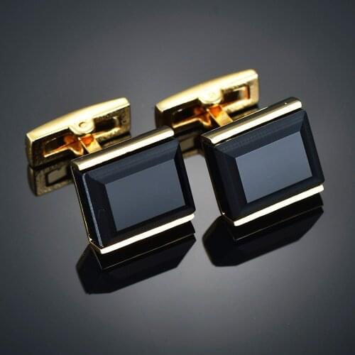 New Arrival Fashion Luxury Square Black Crystal Cuff Link for Men French Suit Button Shit Cufflinks Males Jewelry G